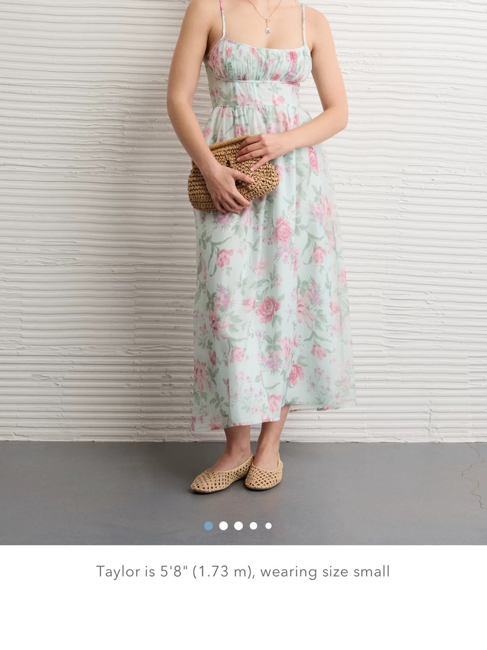Floral Mint and Pink Spaghetti Strap Maxi Dress